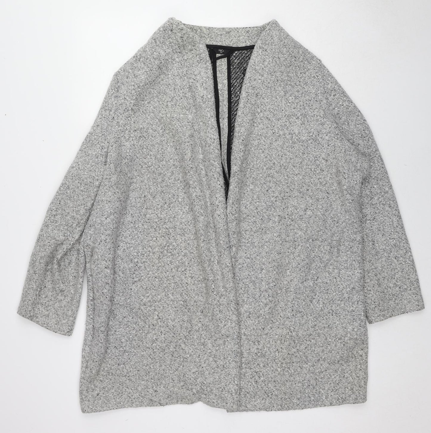 M&Co Womens Grey Geometric Kimono Coat Size 24 Button