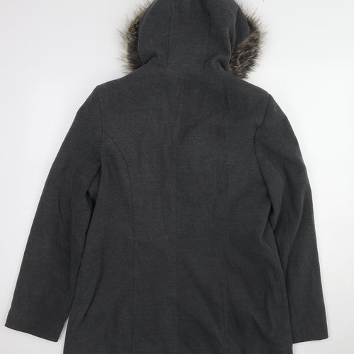BHS Womens Grey Overcoat Coat Size 14 Zip