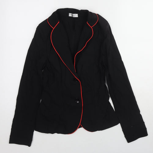Bianca Womens Black Jacket Blazer Size 12 Button