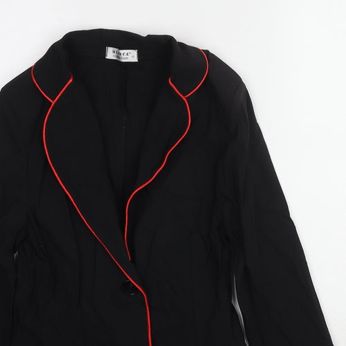 Bianca Womens Black Jacket Blazer Size 12 Button