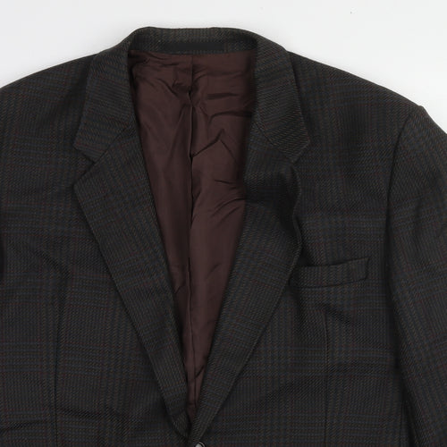 Westbury Mens Black Plaid Wool Jacket Suit Jacket Size 44 Regular