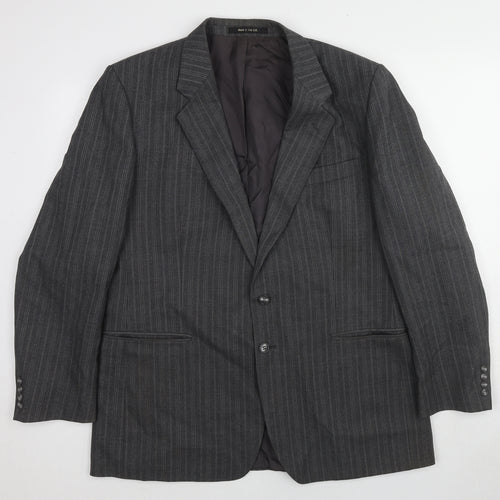 St Michael Mens Grey Striped Polyester Jacket Suit Jacket Size 44 Regular