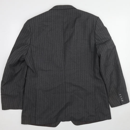 St Michael Mens Grey Striped Polyester Jacket Suit Jacket Size 44 Regular