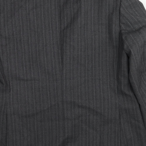 St Michael Mens Grey Striped Polyester Jacket Suit Jacket Size 44 Regular