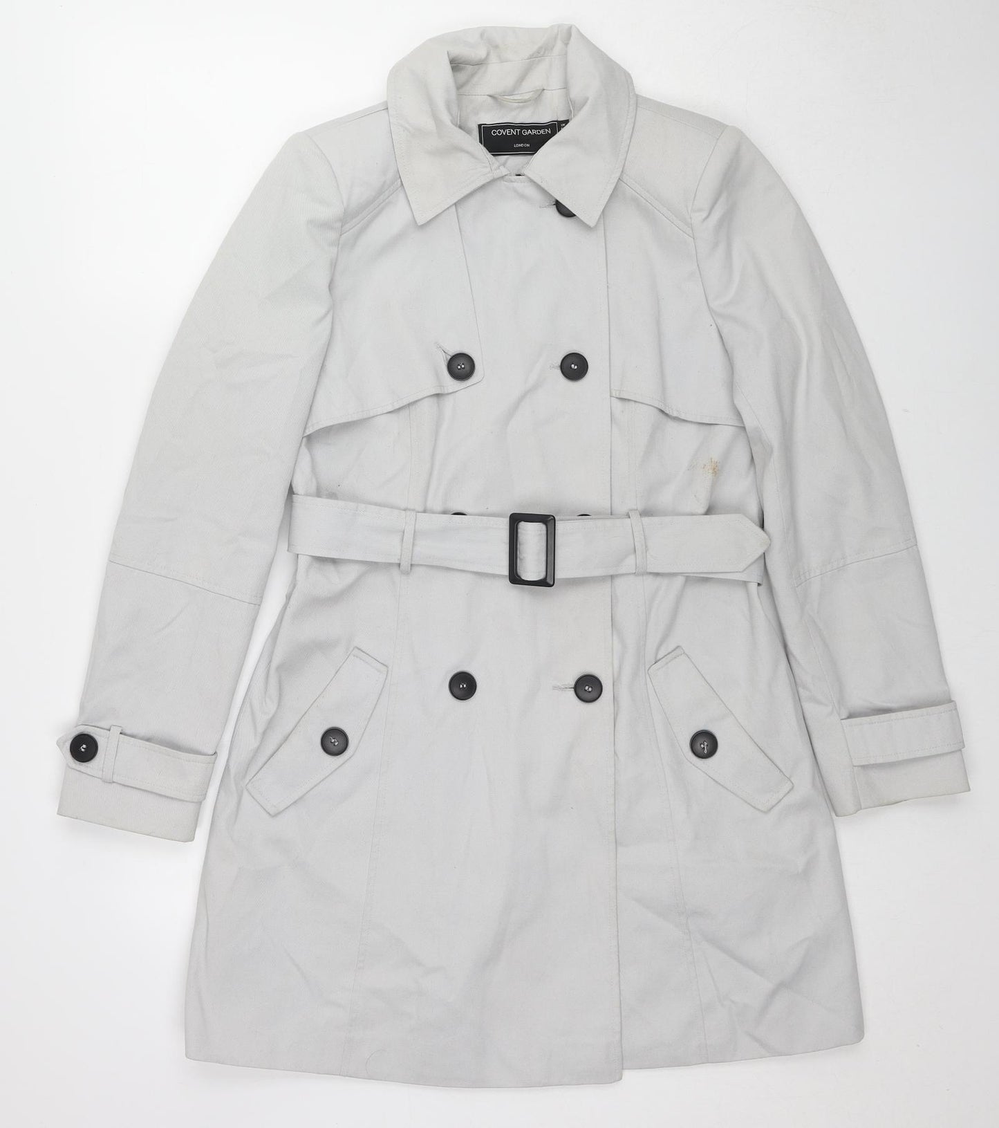 Convent Garden Womens Grey Trench Coat Coat Size 12 Button