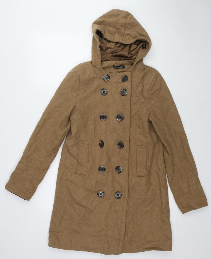 Topshop Womens Brown Overcoat Coat Size 12 Button