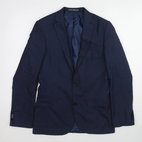 River Island Mens Blue Polyester Jacket Suit Jacket Size 36 Regular