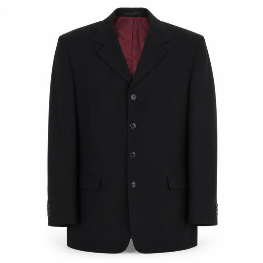 Front view of Douglas Of Sweden men’s black polyester jacket suit jacket, size 40, regular