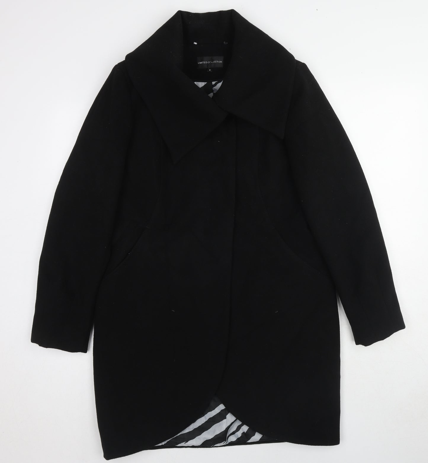 Marks and Spencer Womens Black Overcoat Coat Size 12 Button