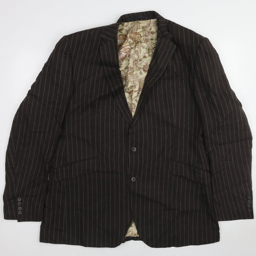 Marks and Spencer Mens Brown Striped Linen Jacket Suit Jacket Size 44 Regular