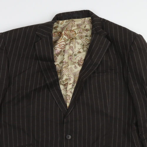Marks and Spencer Mens Brown Striped Linen Jacket Suit Jacket Size 44 Regular