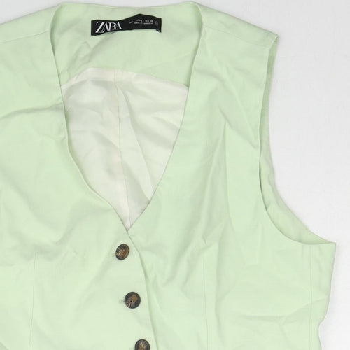 Zara Womens Green Jacket Waistcoat Size L Button