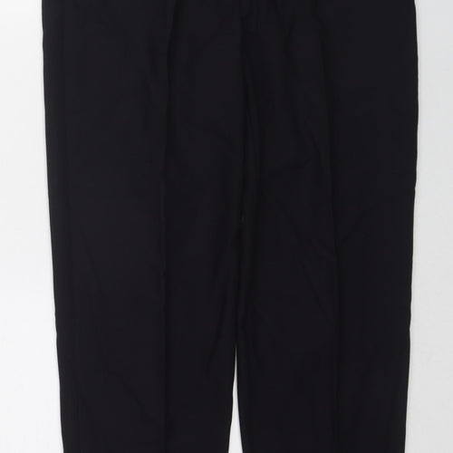 St Michael Womens Black Wool Chino Trousers Size 10 L30 in Regular Zip