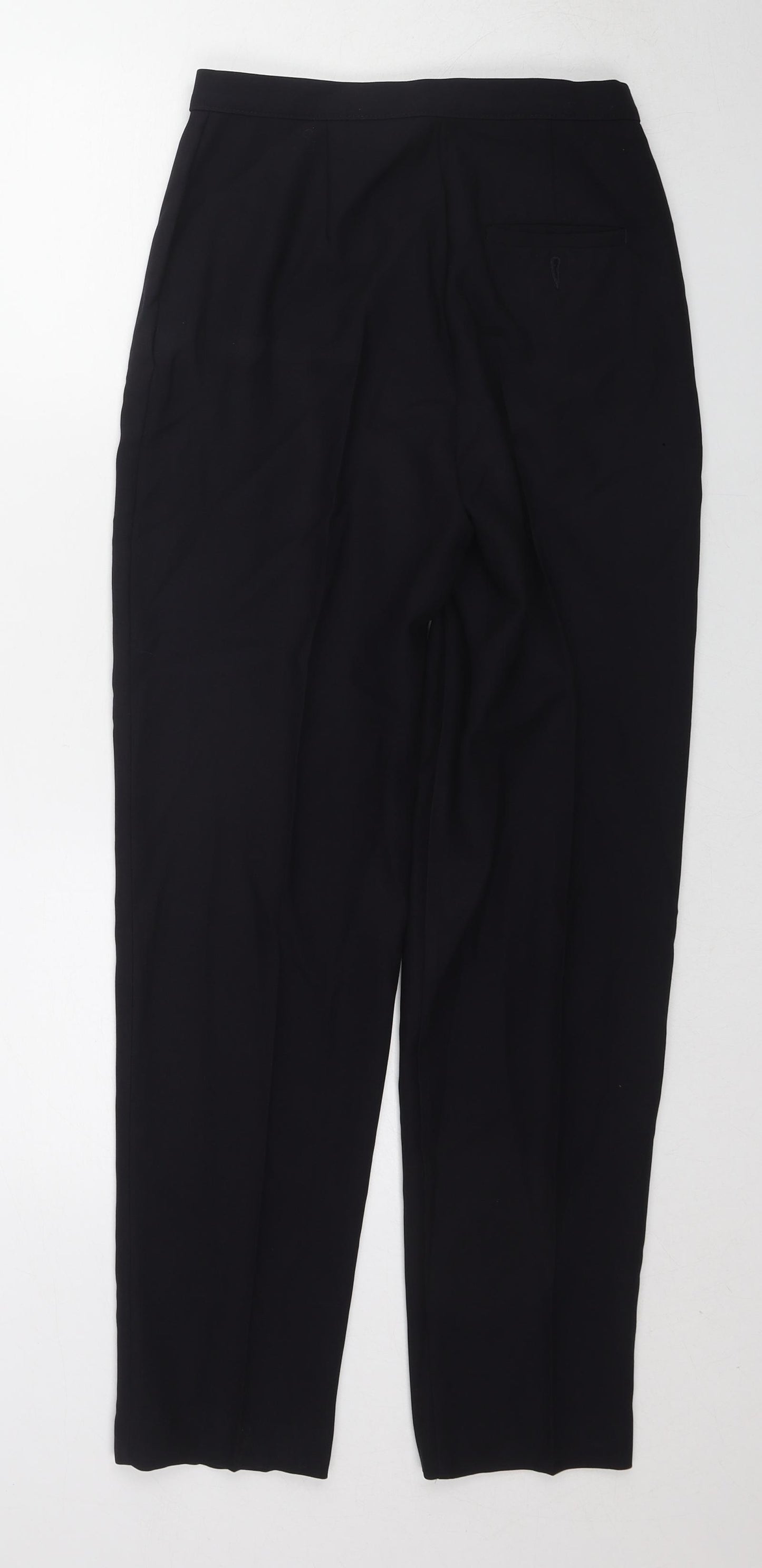 St Michael Womens Black Wool Chino Trousers Size 10 L30 in Regular Zip
