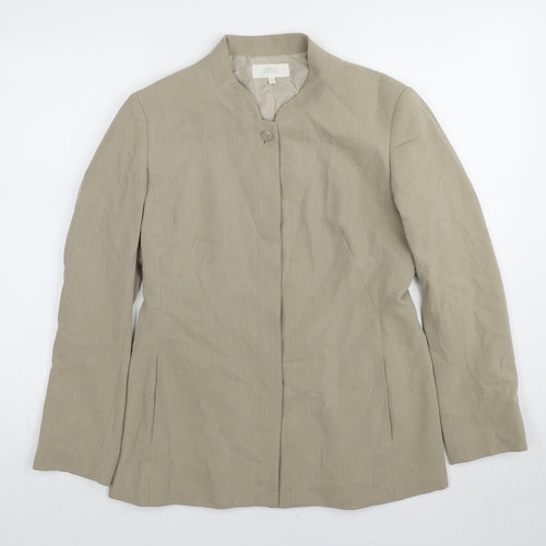 Marks and Spencer Womens Beige Geometric Jacket Blazer Size 12 Button