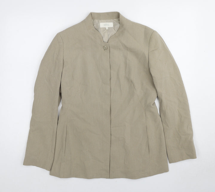 Marks and Spencer Womens Beige Geometric Jacket Blazer Size 12 Button