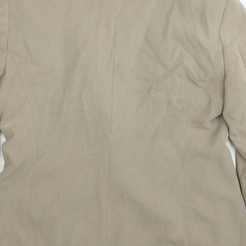 Marks and Spencer Womens Beige Geometric Jacket Blazer Size 12 Button