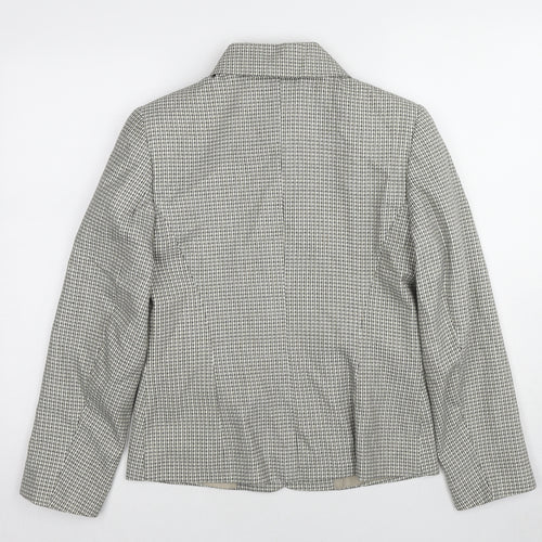 St Michael Womens Beige Geometric Jacket Blazer Size 8 Button