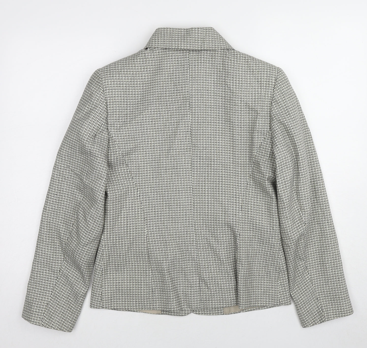 St Michael Womens Beige Geometric Jacket Blazer Size 8 Button