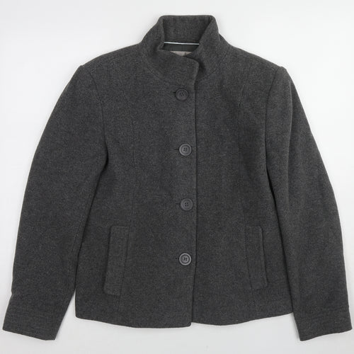 John Lewis Womens Grey Pea Coat Coat Size 14 Button