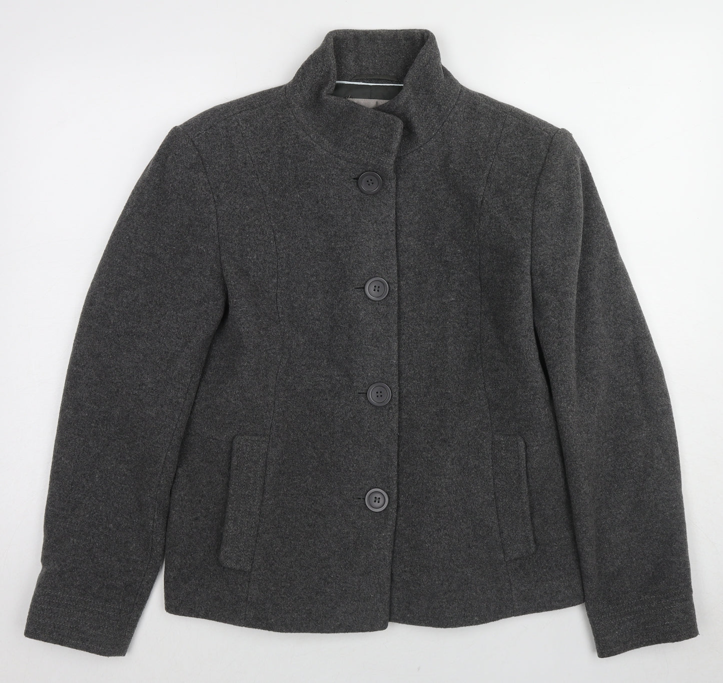 John Lewis Womens Grey Pea Coat Coat Size 14 Button