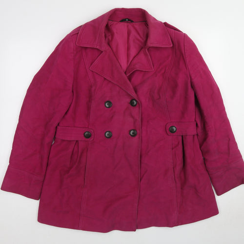 Marks and Spencer Womens Purple Pea Coat Coat Size 16 Button