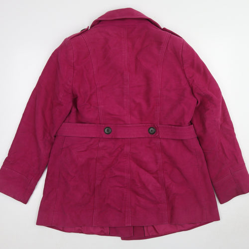 Marks and Spencer Womens Purple Pea Coat Coat Size 16 Button