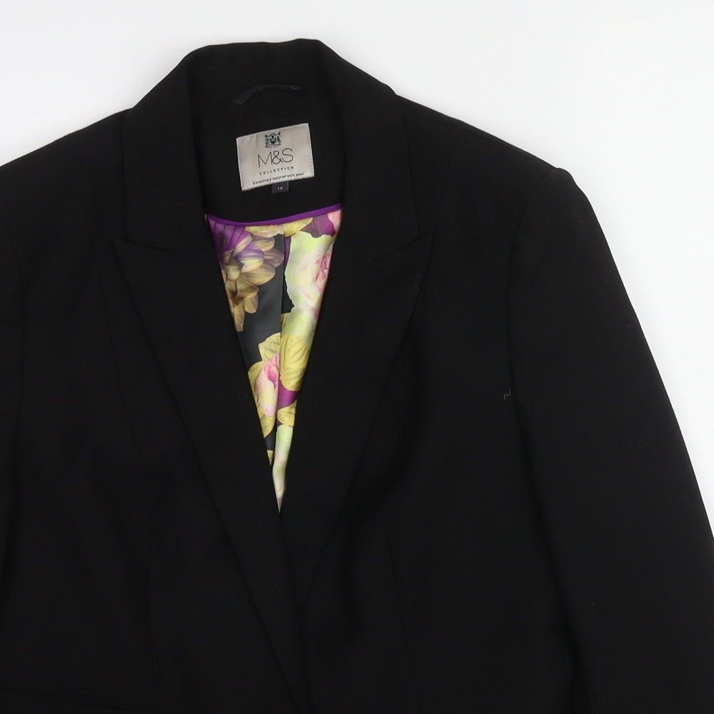 Marks and Spencer Womens Black Polyester Jacket Blazer Size 12