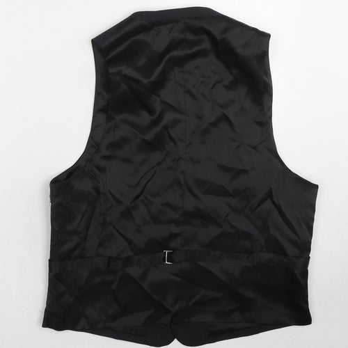 Greenwoods Mens Black Polyester Jacket Suit Waistcoat Size M Regular