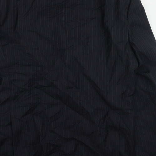 Greenwoods Mens Black Striped Wool Jacket Suit Jacket Size 40 Regular