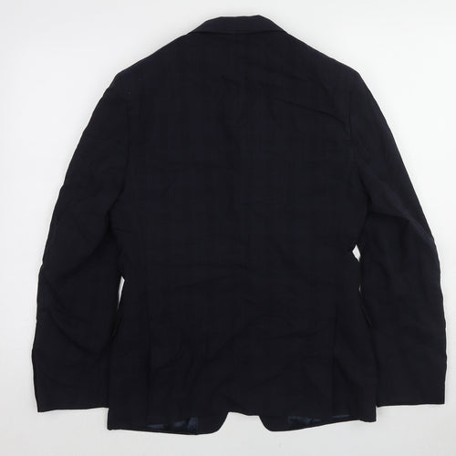Marks and Spencer Mens Blue Plaid Wool Jacket Suit Jacket Size 38 Regular