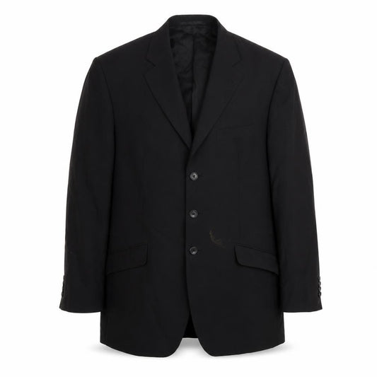 Front view of Michael Oliver men’s black polyester jacket suit jacket, size 42, regular
