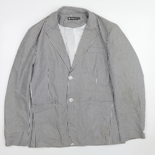 Allegra K Womens Black Striped Cotton Jacket Blazer Size 14