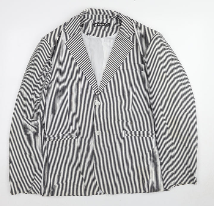 Allegra K Womens Black Striped Cotton Jacket Blazer Size 14
