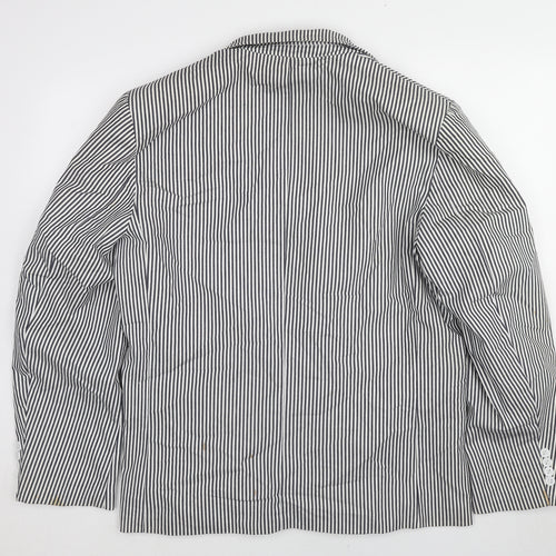 Allegra K Womens Black Striped Cotton Jacket Blazer Size 14