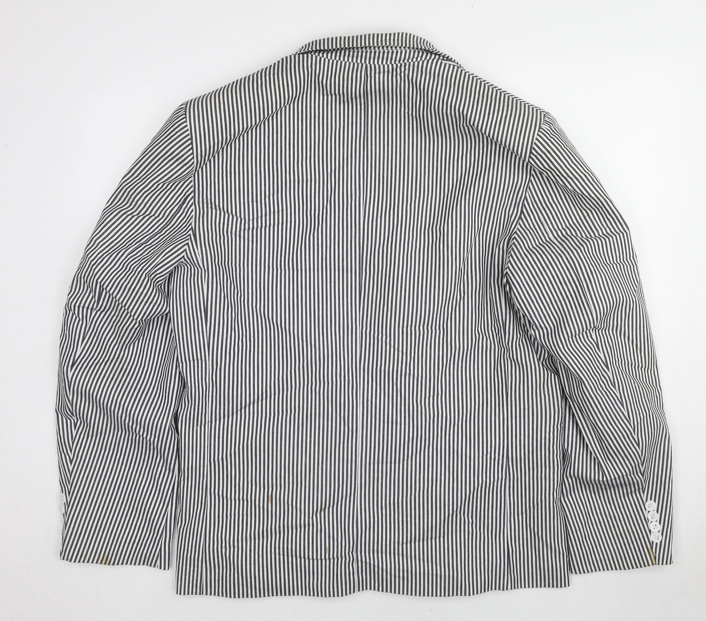 Allegra K Womens Black Striped Cotton Jacket Blazer Size 14