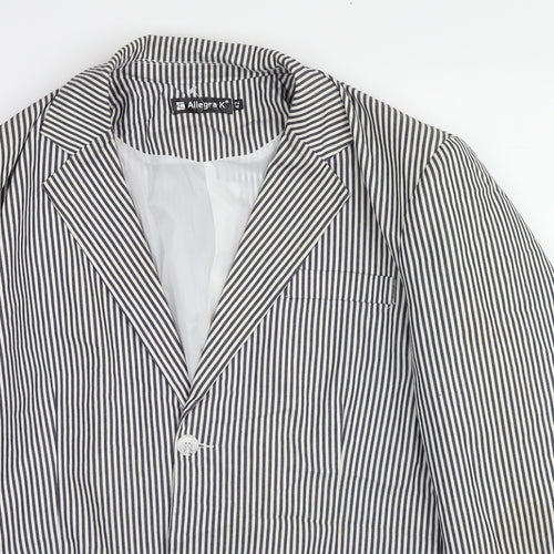 Allegra K Womens Black Striped Cotton Jacket Blazer Size 14