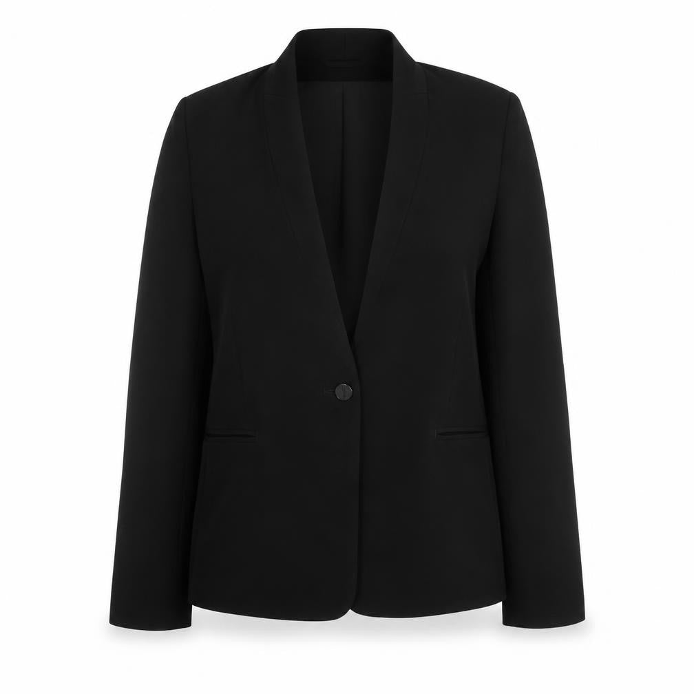 Front view of Next women’s black polyester jacket blazer, size UK 6