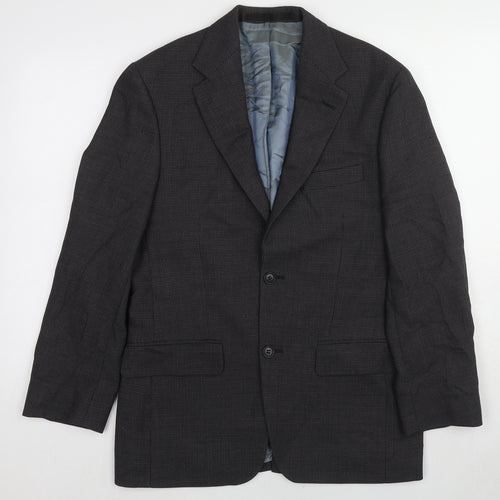 Marks and Spencer Mens Black Geometric Wool Jacket Suit Jacket Size 36 Regular