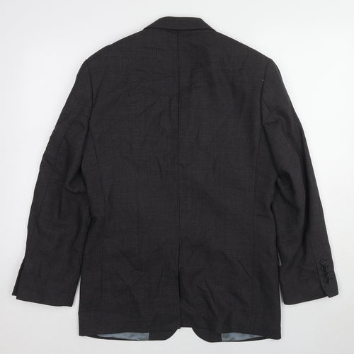 Marks and Spencer Mens Black Geometric Wool Jacket Suit Jacket Size 36 Regular