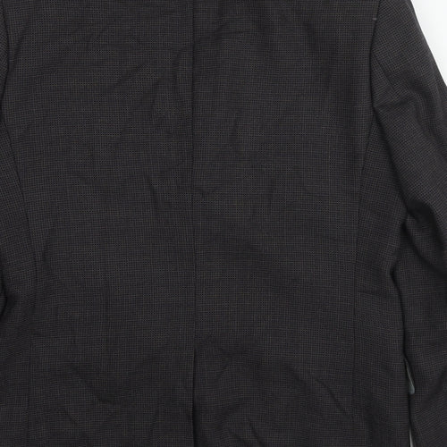 Marks and Spencer Mens Black Geometric Wool Jacket Suit Jacket Size 36 Regular
