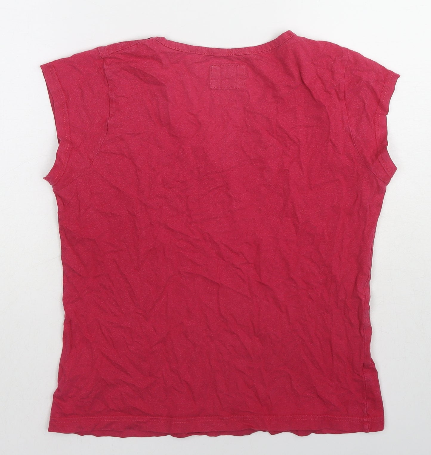 BHS Womens Pink Cotton Basic T-Shirt Size 12 V-Neck