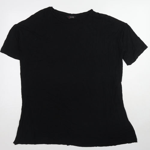 Yours Womens Black Viscose Basic T-Shirt Size 16 Crew Neck