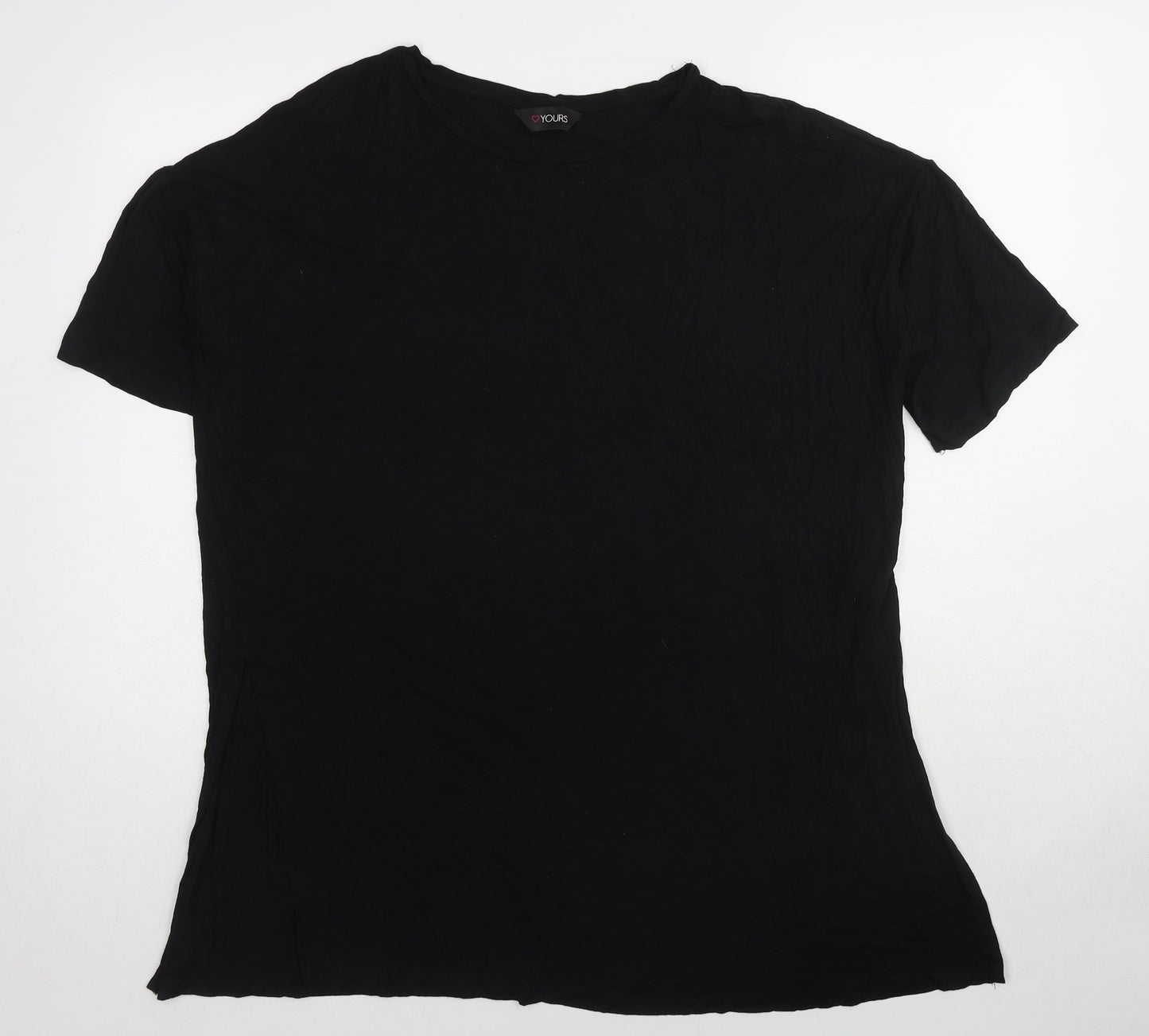 Yours Womens Black Viscose Basic T-Shirt Size 16 Crew Neck