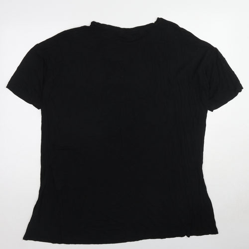 Yours Womens Black Viscose Basic T-Shirt Size 16 Crew Neck