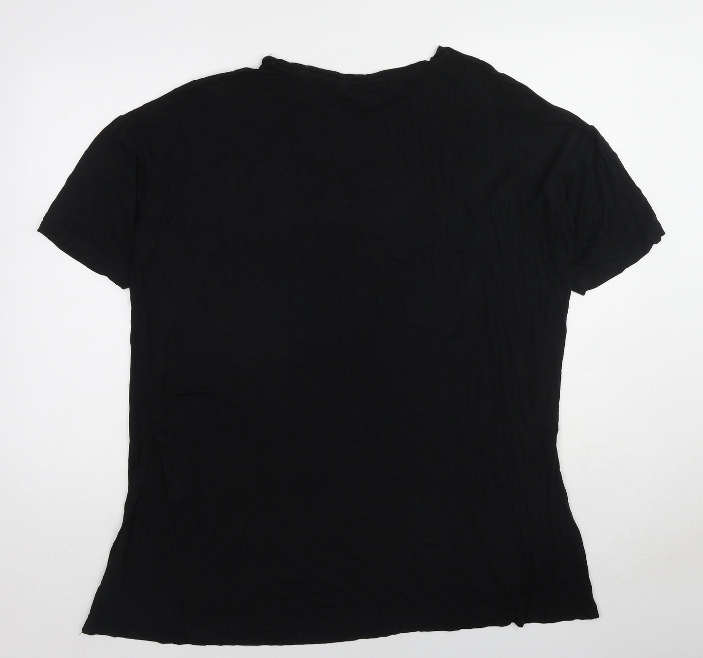 Yours Womens Black Viscose Basic T-Shirt Size 16 Crew Neck