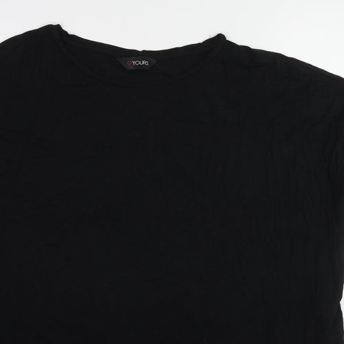 Yours Womens Black Viscose Basic T-Shirt Size 16 Crew Neck