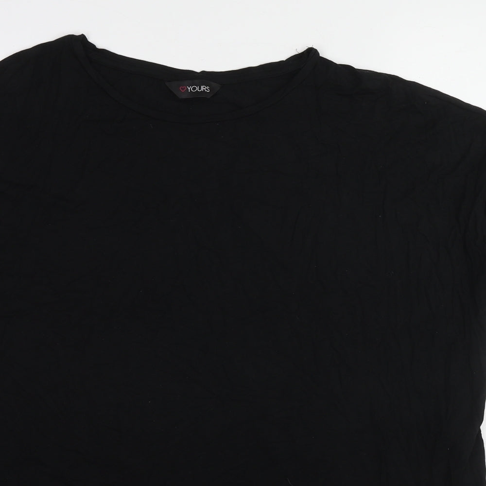 Yours Womens Black Viscose Basic T-Shirt Size 16 Crew Neck