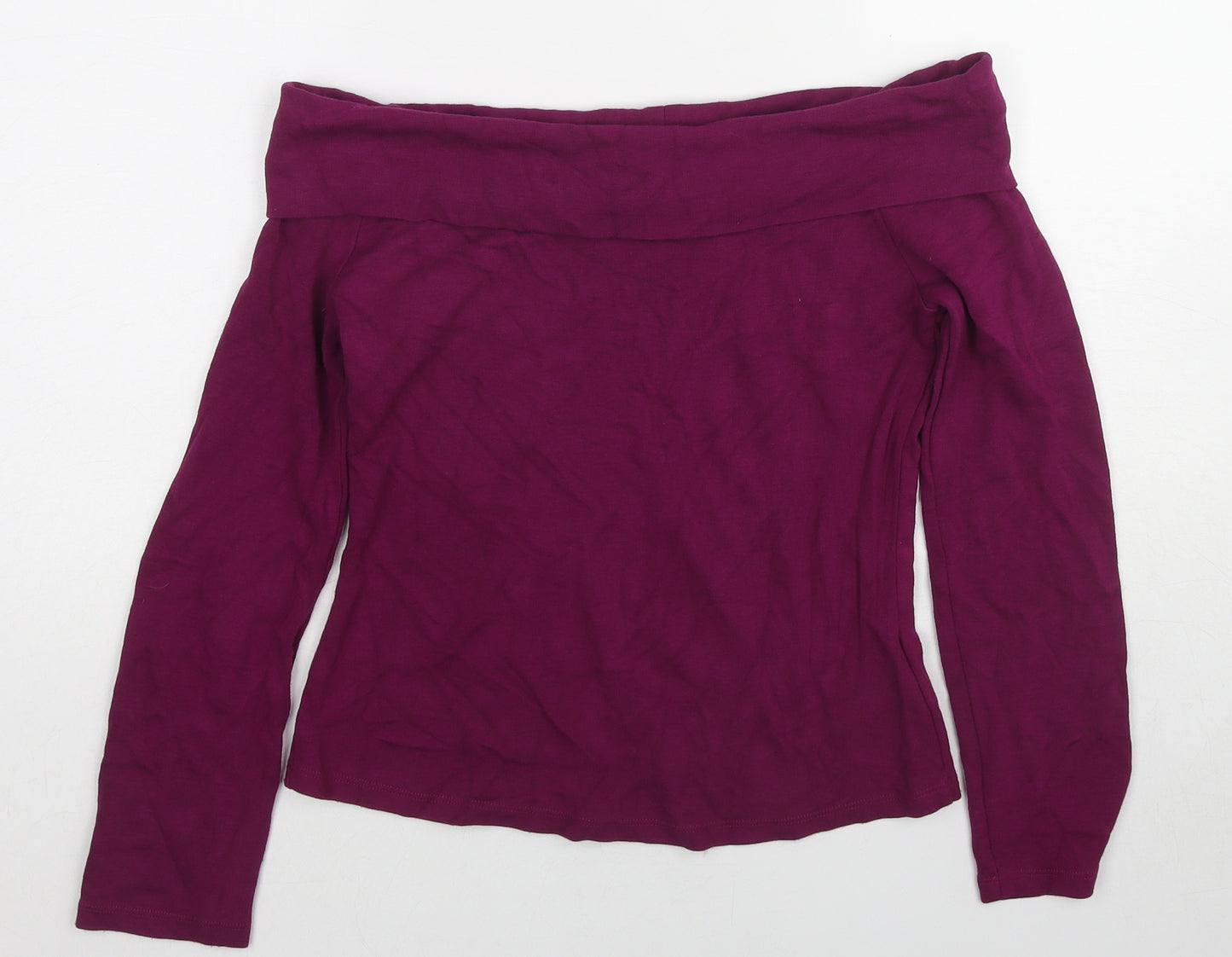 Jasper Conran Womens Purple Viscose Basic T-Shirt Size 14 Off the Shoulder