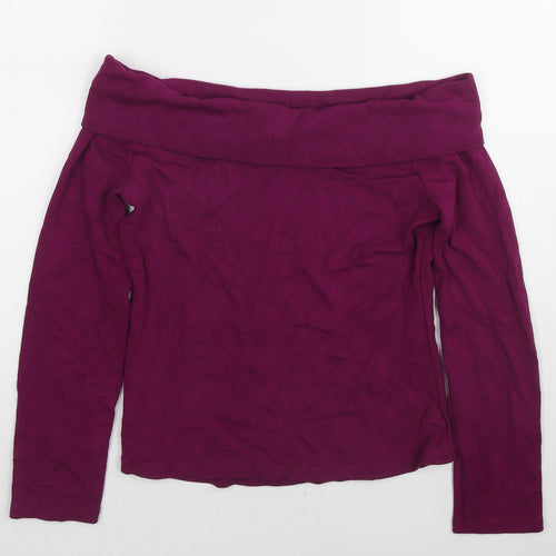 Jasper Conran Womens Purple Viscose Basic T-Shirt Size 14 Off the Shoulder